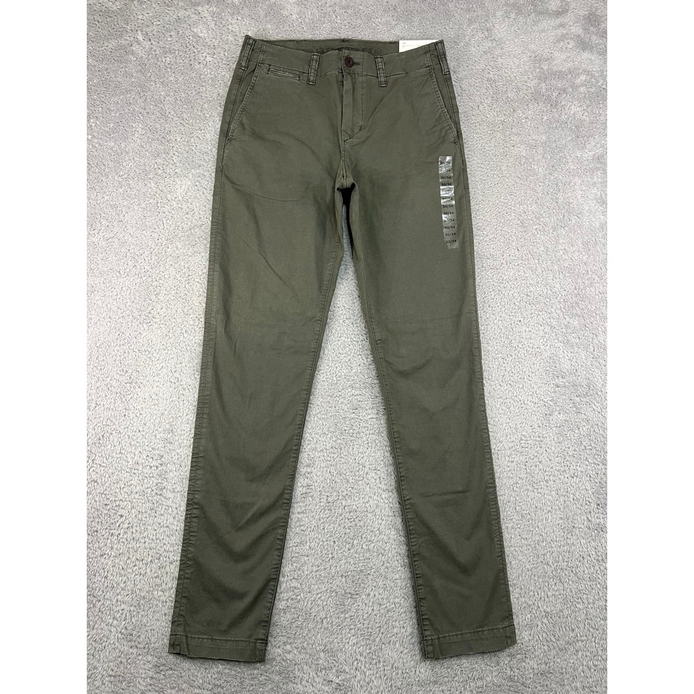 American Eagle Pants Men 30x32 (Tag 30x34) Green NWT Slim Lived-In Khaki Flex